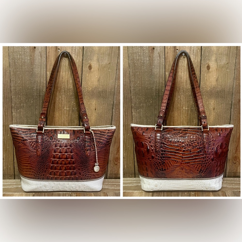 Brahmin. 4 Piece: Asher Croc Embossed Tote & Free Wallet, Dust Bag and Scarf. - Picture 3 of 16